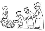 coloriage les rois mages s inclinent devant l enfant jesus